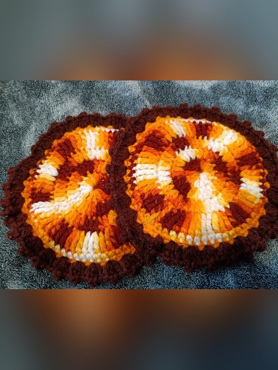 Other - Vintage Handmade Crochet Coasters in Orange, Yellow, Brown, White